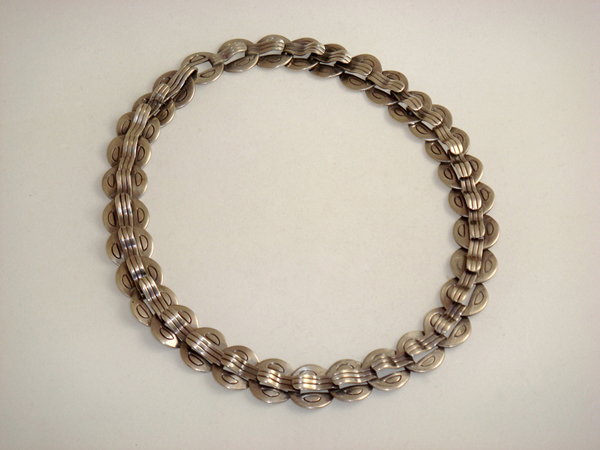 Hector Aguilar “Interlocking Circles” necklace, sterling, signed c. 1930’s