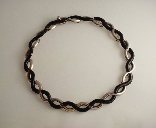 Antonio Pineda “Undulating” necklace, sterling and onyx, signed c. 1950’s