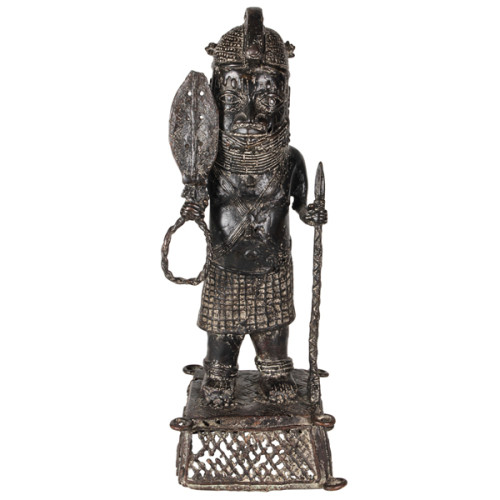 Benin King Oba bronze standing figure, Nigeria, 20th Century