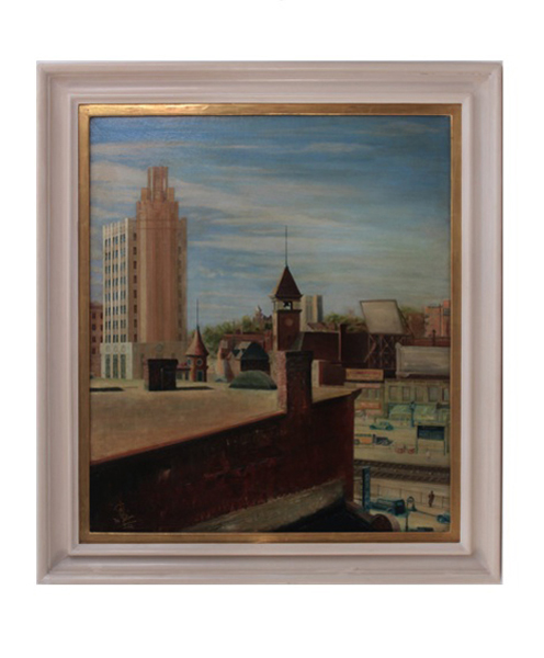 Arrigo Varettoni de Molin, “Passaic Rooftops”, Oil on canvas 1932