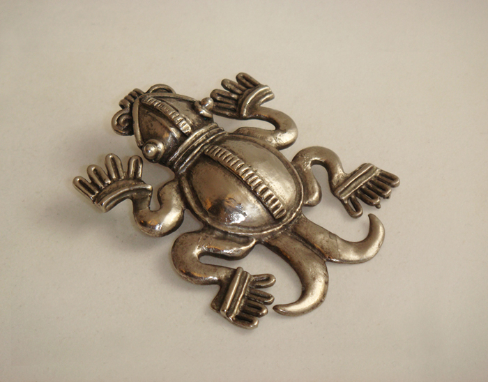 Sigi “Pre-Columbian style” turtle necklace pendant, signed c. 1940’s