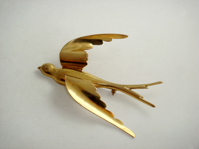 Taxco Mexico “Dove” brooch, gilt sterling, c. 1940’s