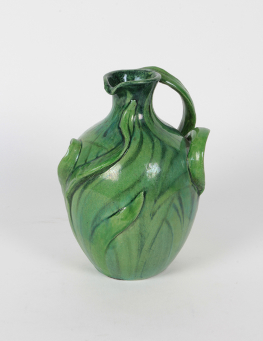 Edmond Lachenal French Art Nouveau Green glazed pitcher / vase form c. 1900