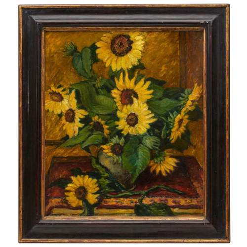 Robert Schellin, “Sunflowers”, Oil on Board 1935