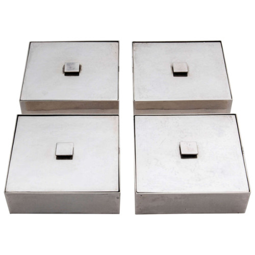 Carl F. Carlman Swedish Art Deco Set of Four Covered Silver Boxes c. 1930