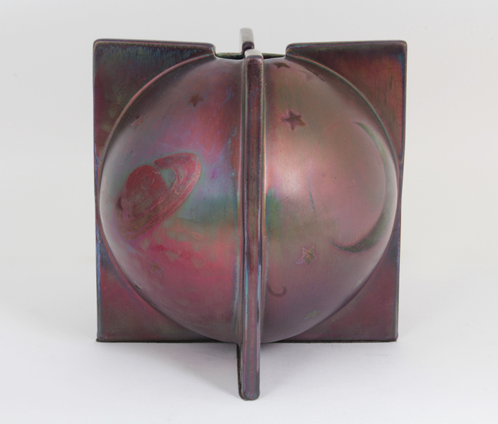 Jean Barol / Montieres French Art Deco “Celestial Star, Planet and Comet” iridescent vase c. 1920