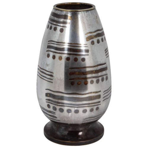 French Art Deco Dinanderie footed vase c. 1930