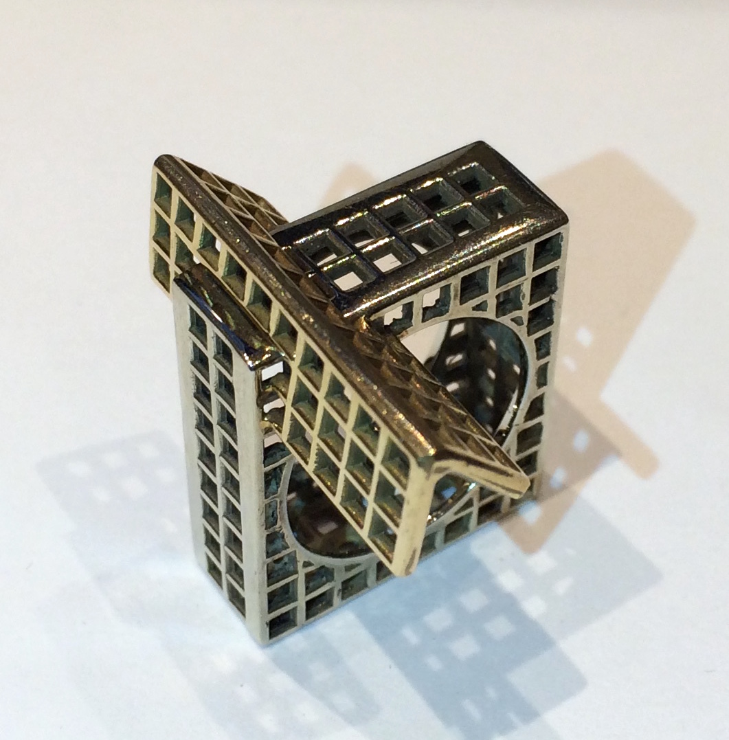 American Architectural Studio ring, Sterling and 14K gold, c. 1970’s