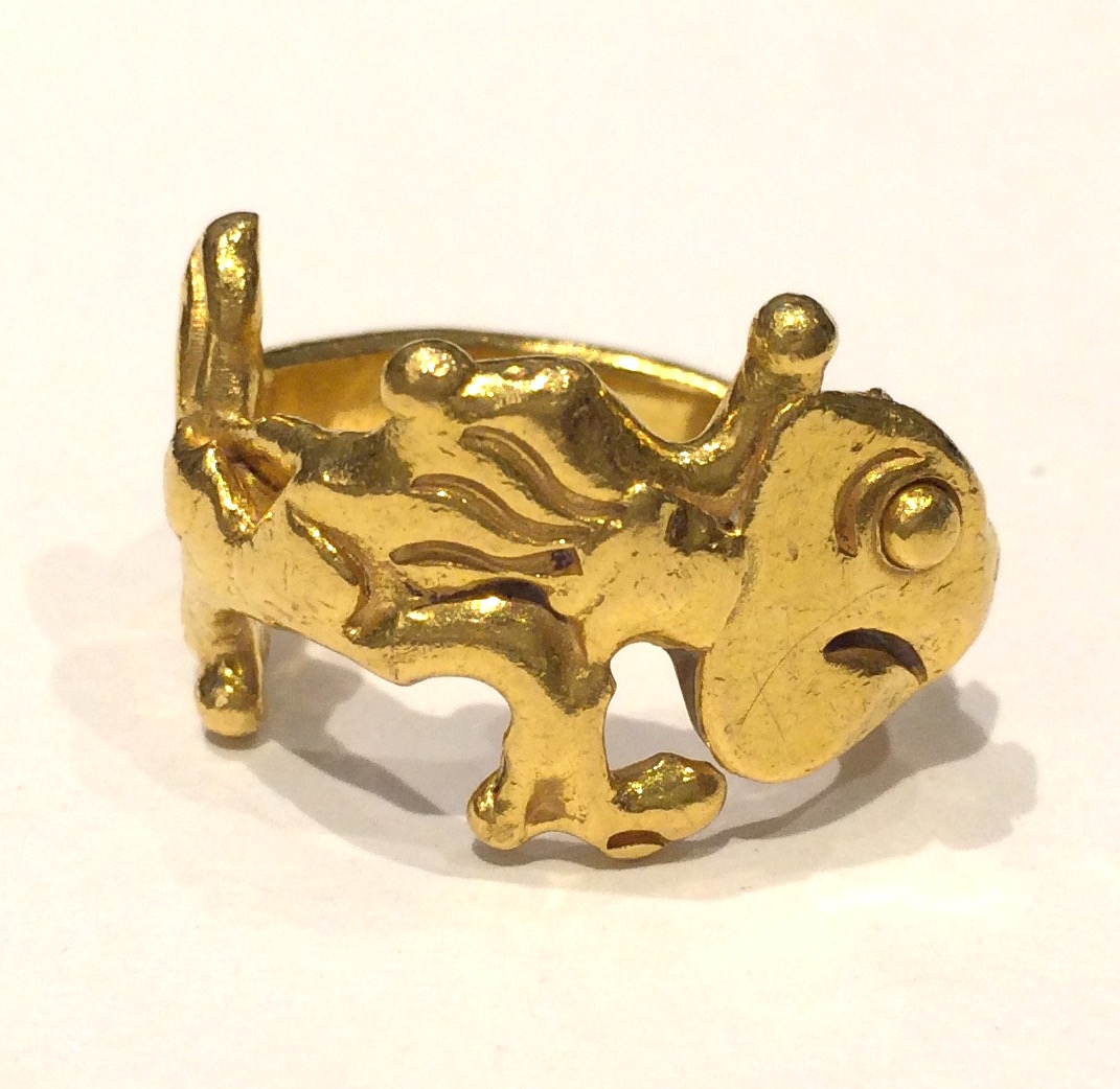 Jean Mahie “Fish” ring, 22K gold, signed, c. 1980