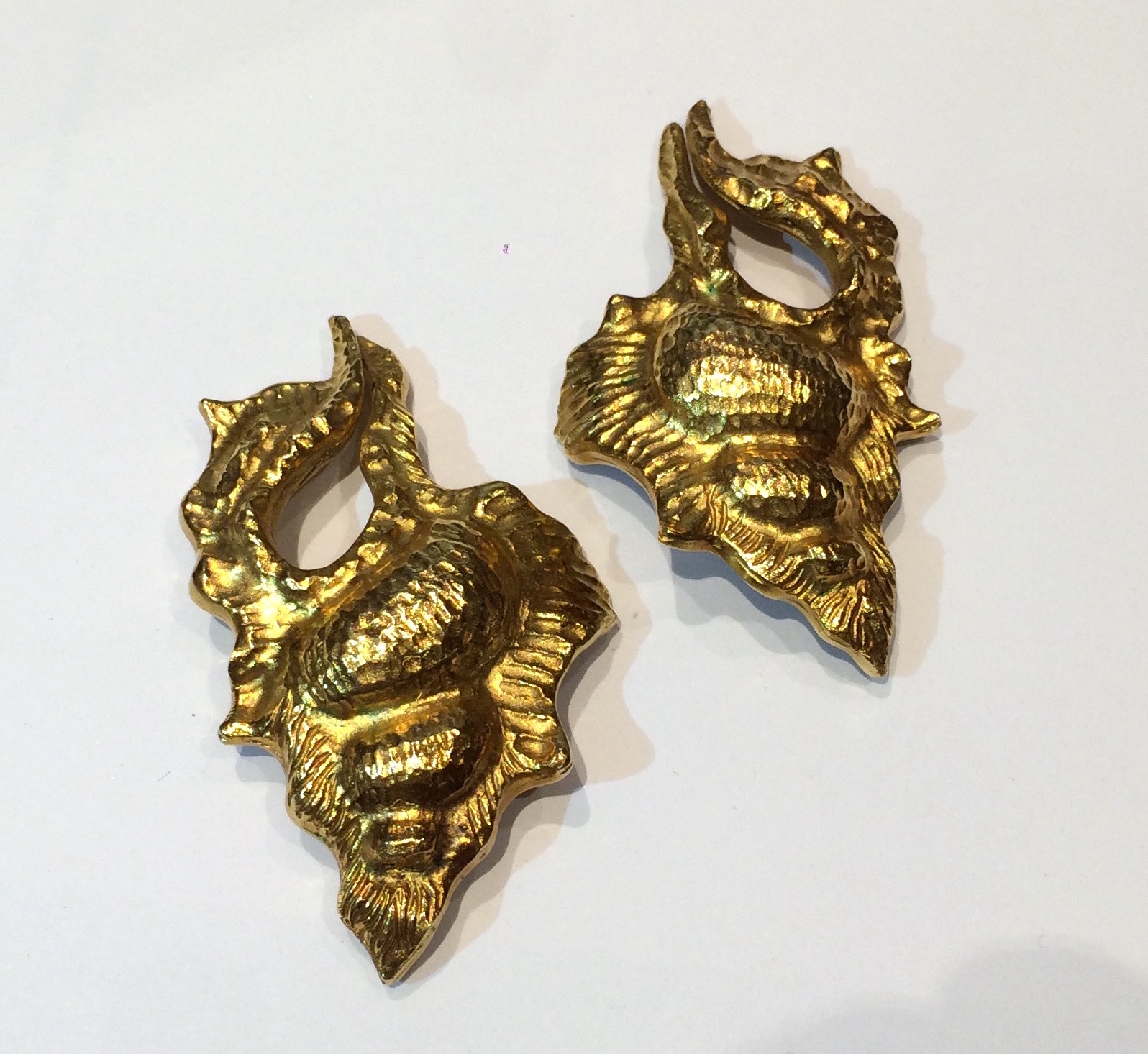 Ilias Lalaounis, Greece, “Shell” clip earrings in highly textured 18k gold, signed, c.1970’s