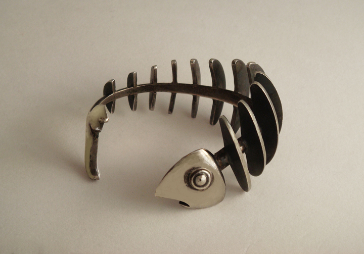 Antonio Pineda “Fish Skeleton” bracelet, sterling, signed c. 1950’s