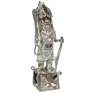 African & Tribal - Benin King Oba Bronze (standing figure)