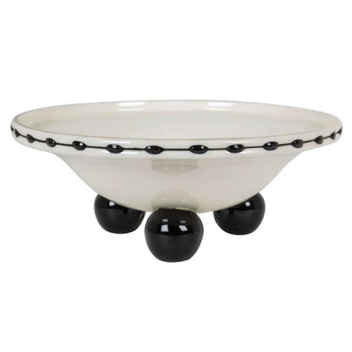 Julius Dressler / Art Pottery Black and White Footed bowl c. 1910